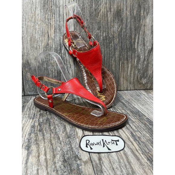 SAM EDELMAN GRETA Ankle Strap Leather Sandals Orange size 6.5M - Picture 9 of 12